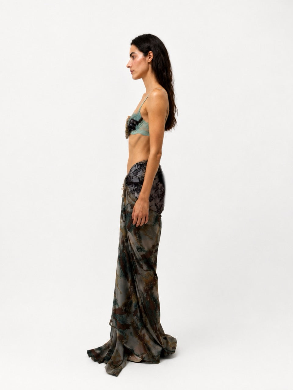 Embellished Draped Skirt Set