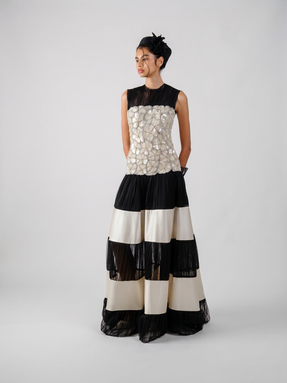 Panelled Monochrome Maxi Dress