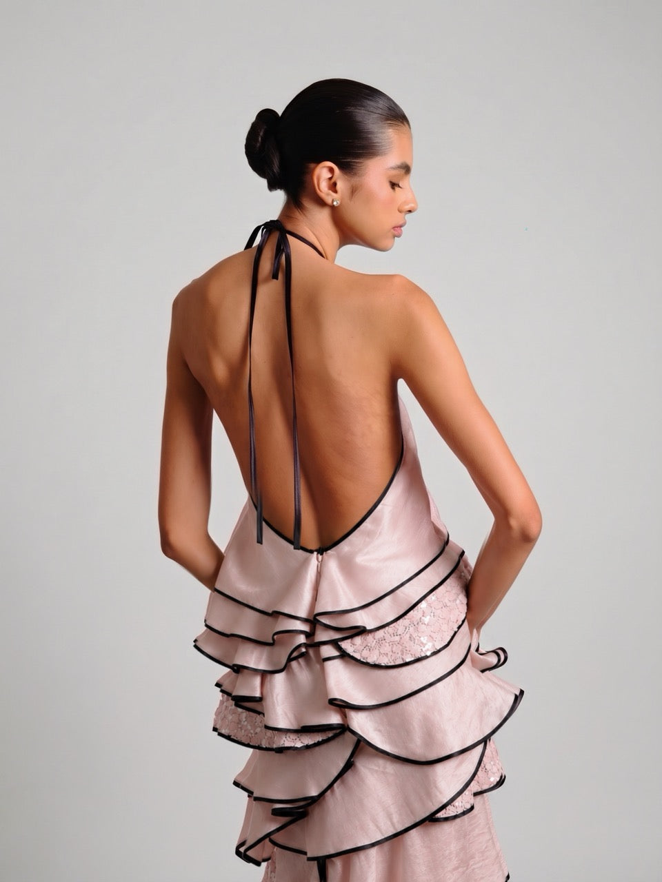 Open-Back Chiffon Maxi Dress