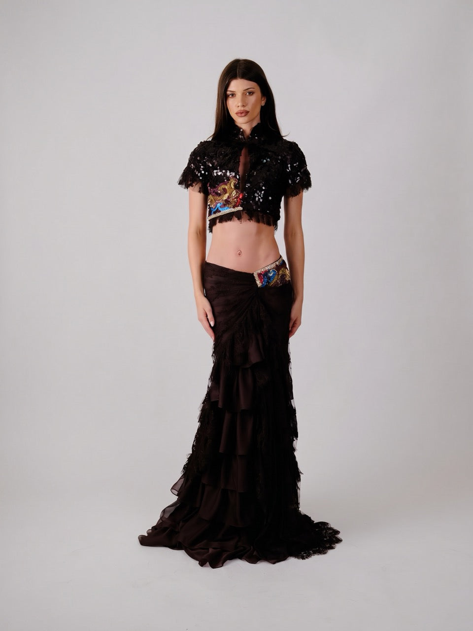 Embellished Chiffon Maxi Set