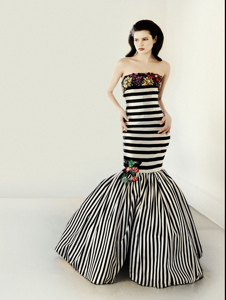 Striped Flare Gown