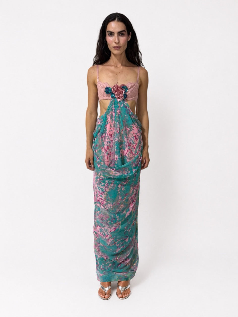 Floral Draped Maxi Dress