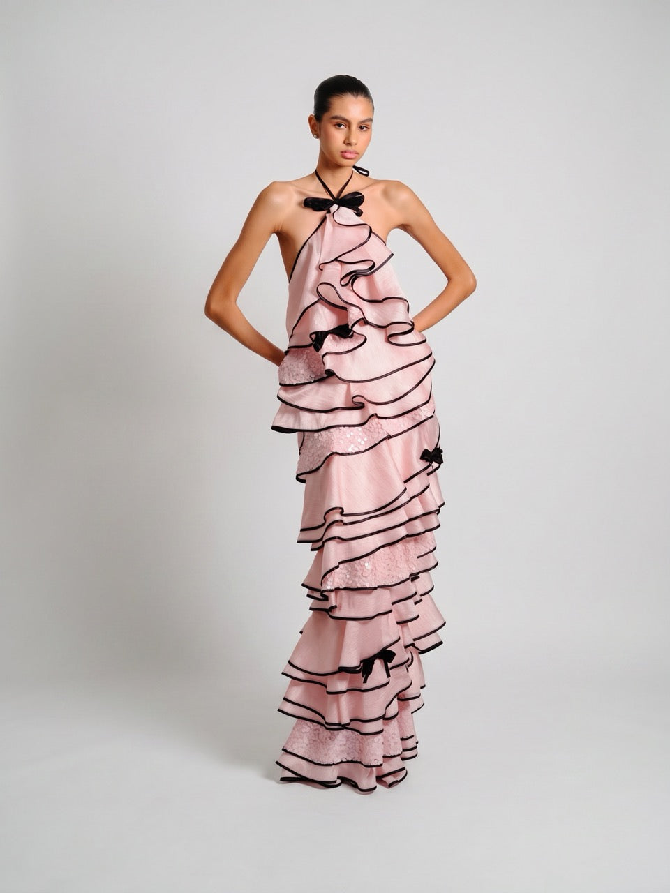 Open-Back Chiffon Maxi Dress