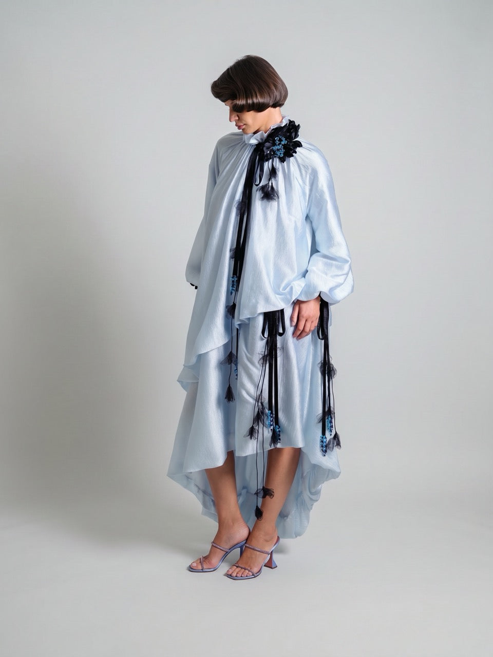 Draped Chiffon Asymmetric Dress