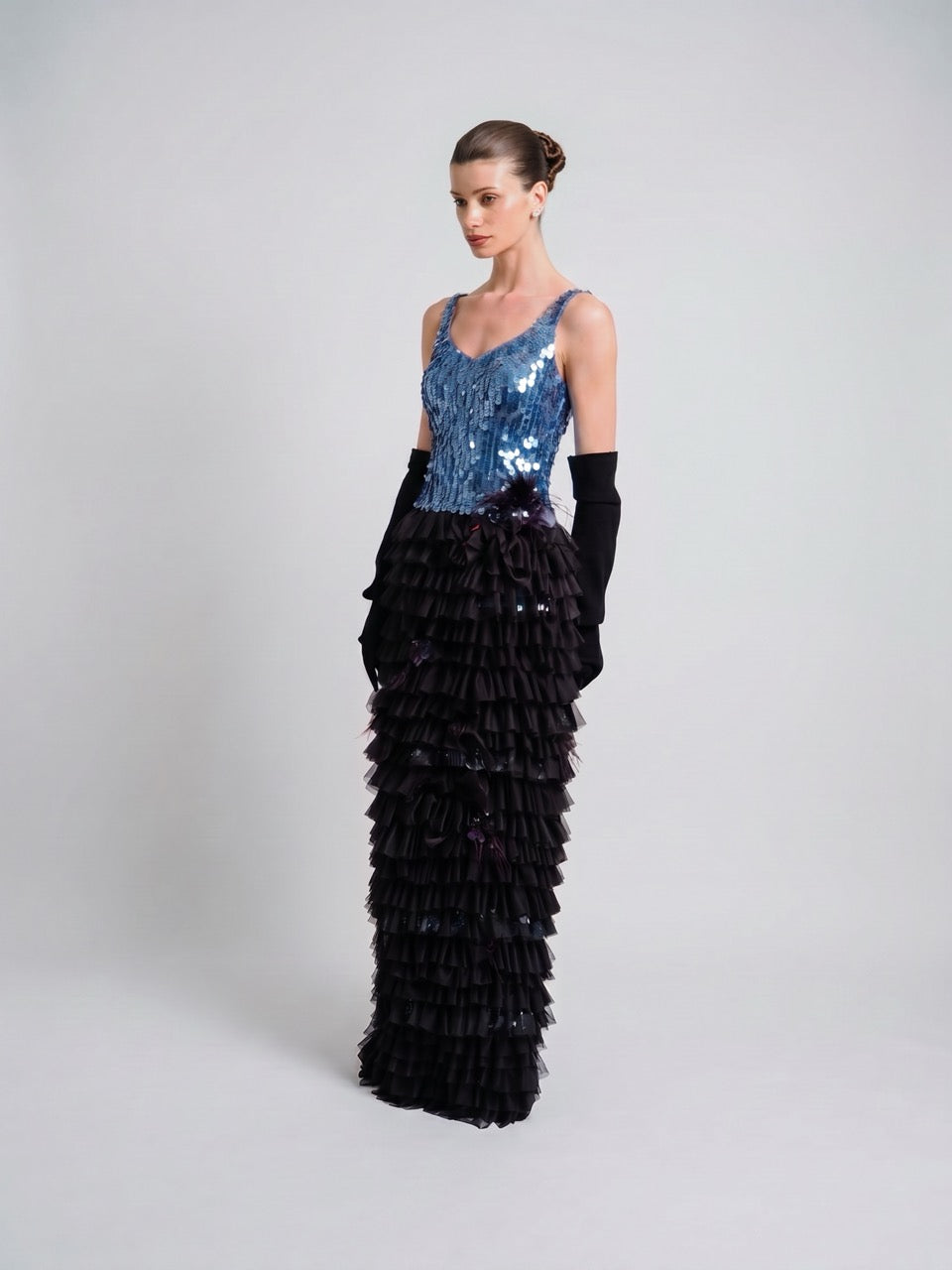 Tiered Embellished Maxi Dress