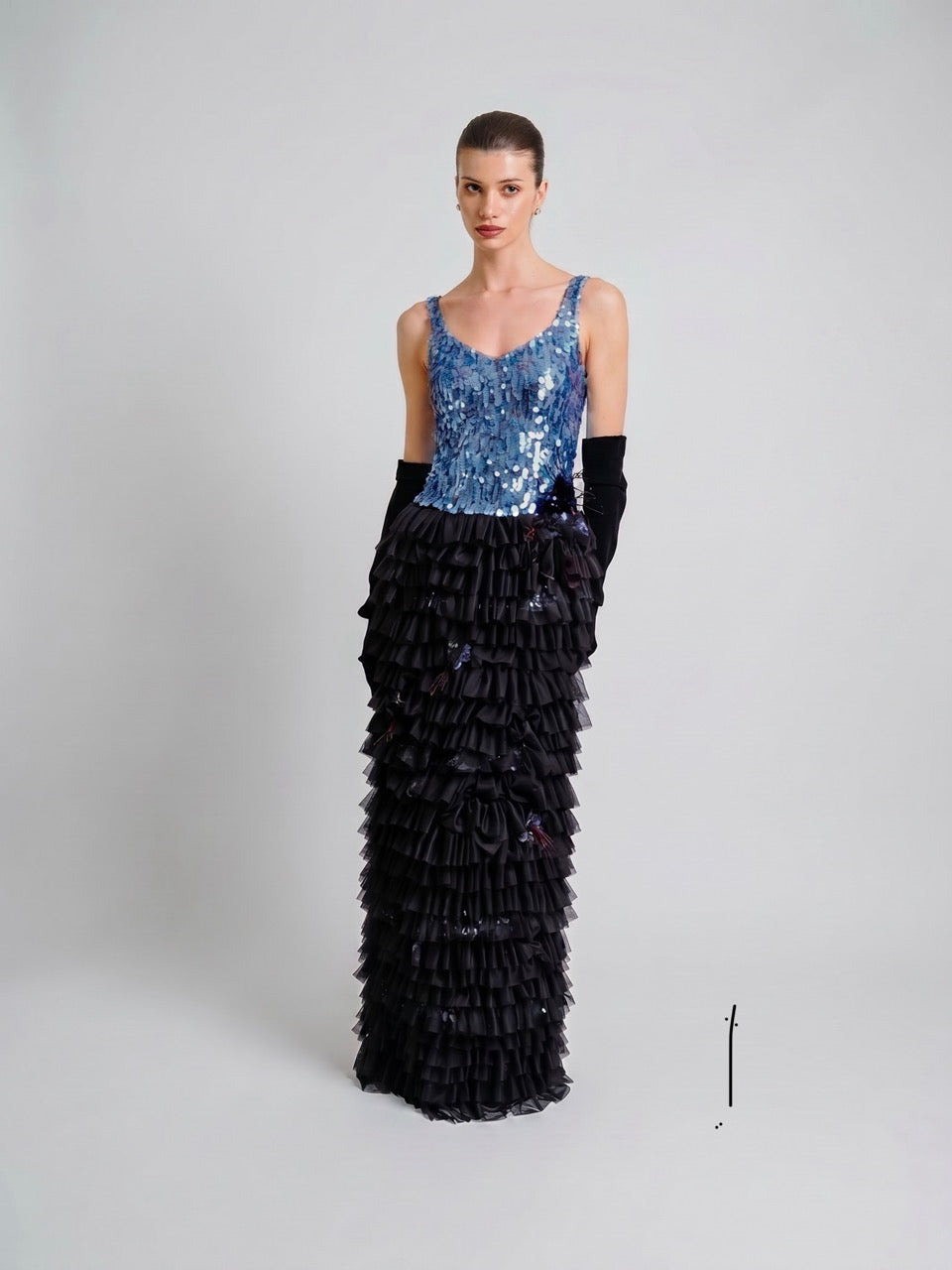 Tiered Embellished Maxi Dress