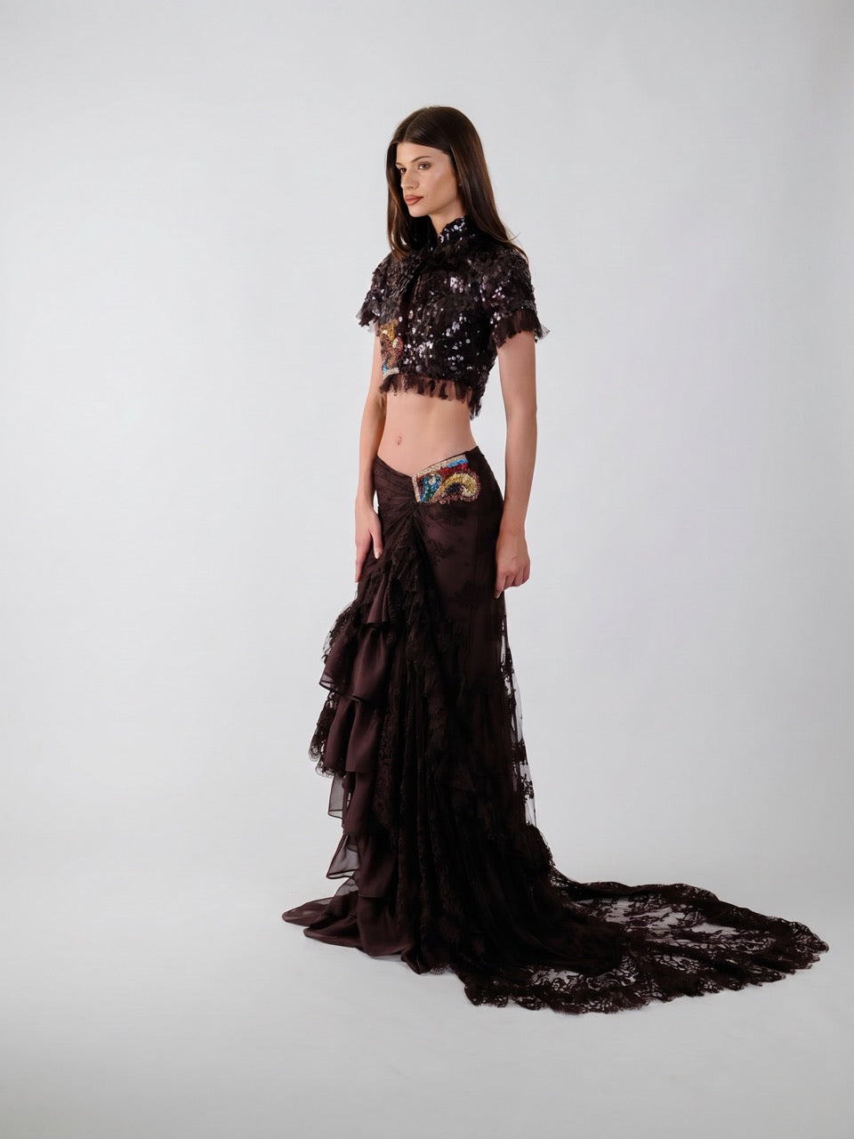 Embellished Chiffon Maxi Set