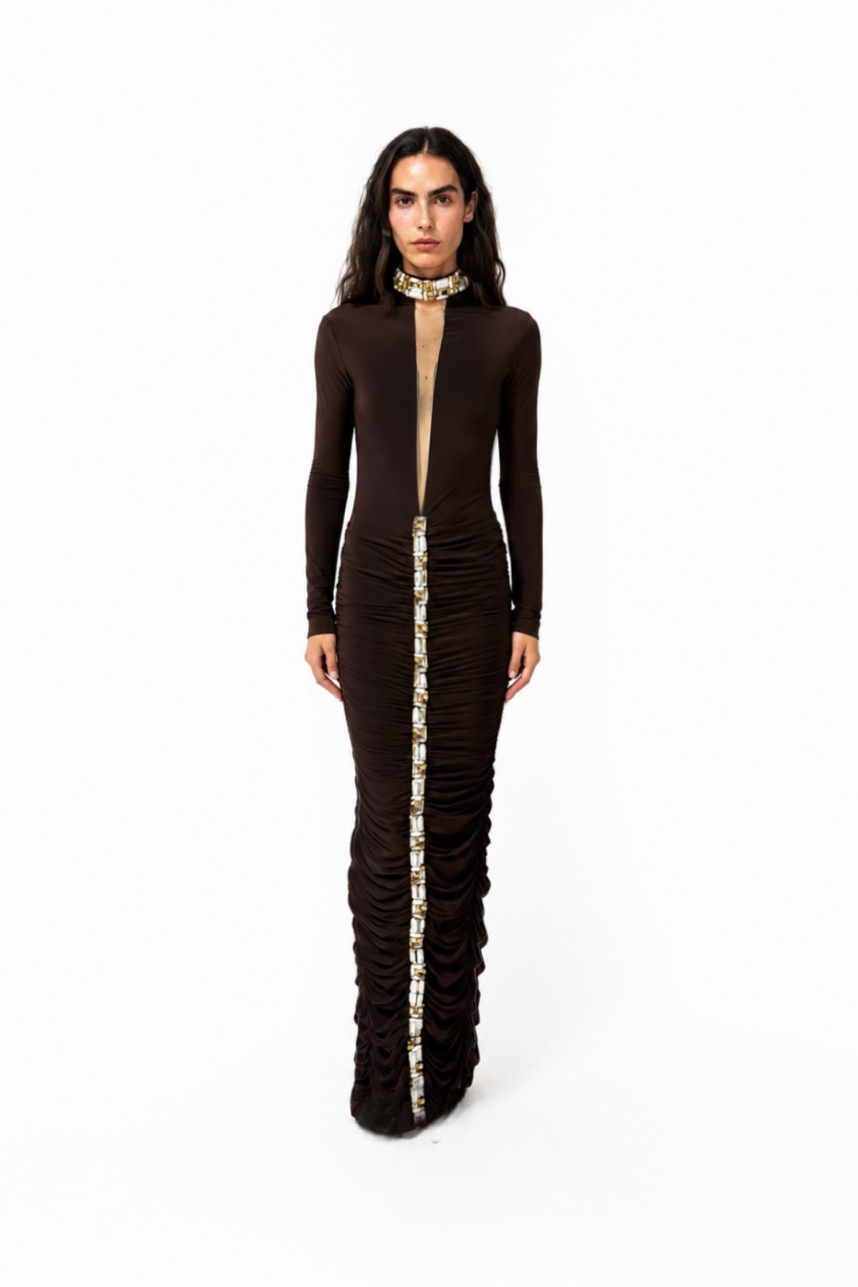 Crystal Ruched Maxi Dress