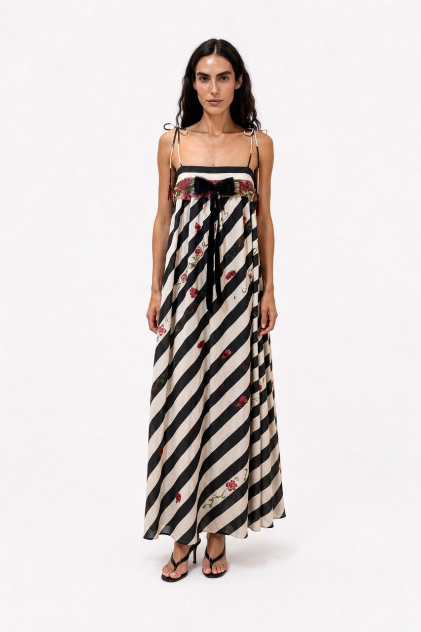 Ribbon Stripe Maxi Dress