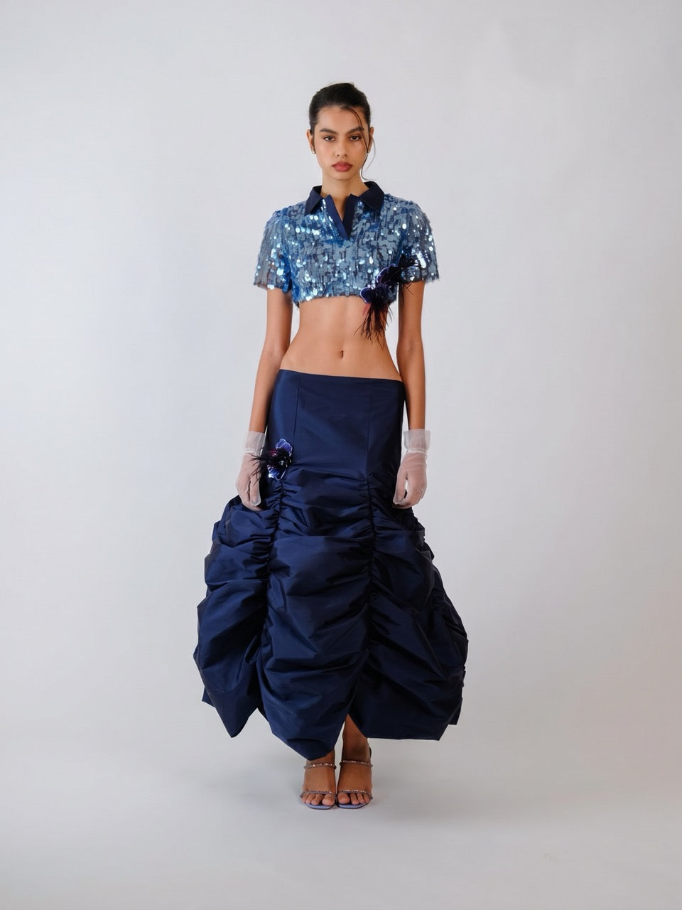 Embellished Collared Maxi Set