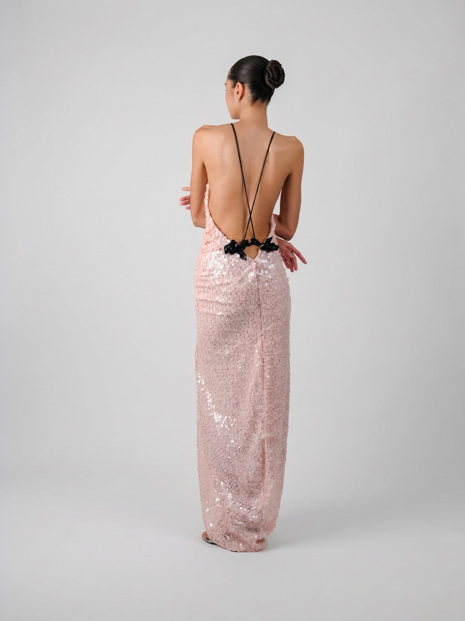 Ruched Embellished Maxi Dress