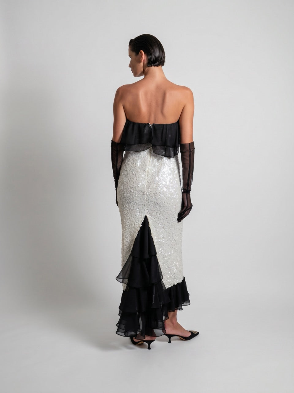 Ruffle Embellished Midi Dress