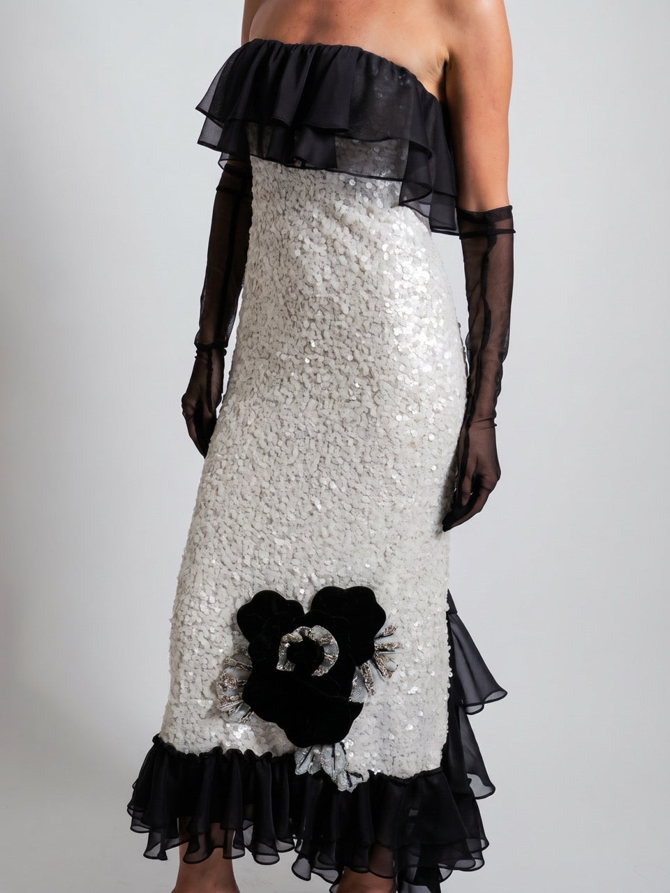 Ruffle Embellished Midi Dress