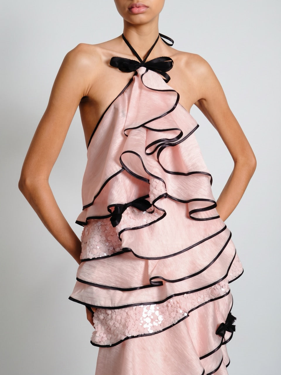Open-Back Chiffon Maxi Dress