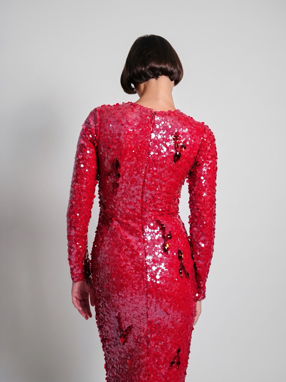 Embellished Long-Sleeve Maxi Dress