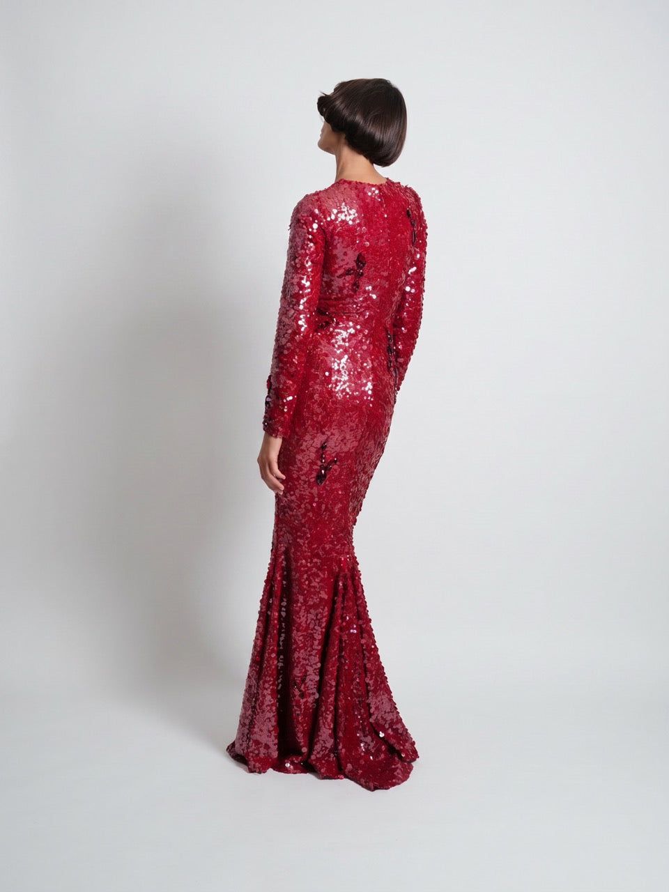 Embellished Long-Sleeve Maxi Dress