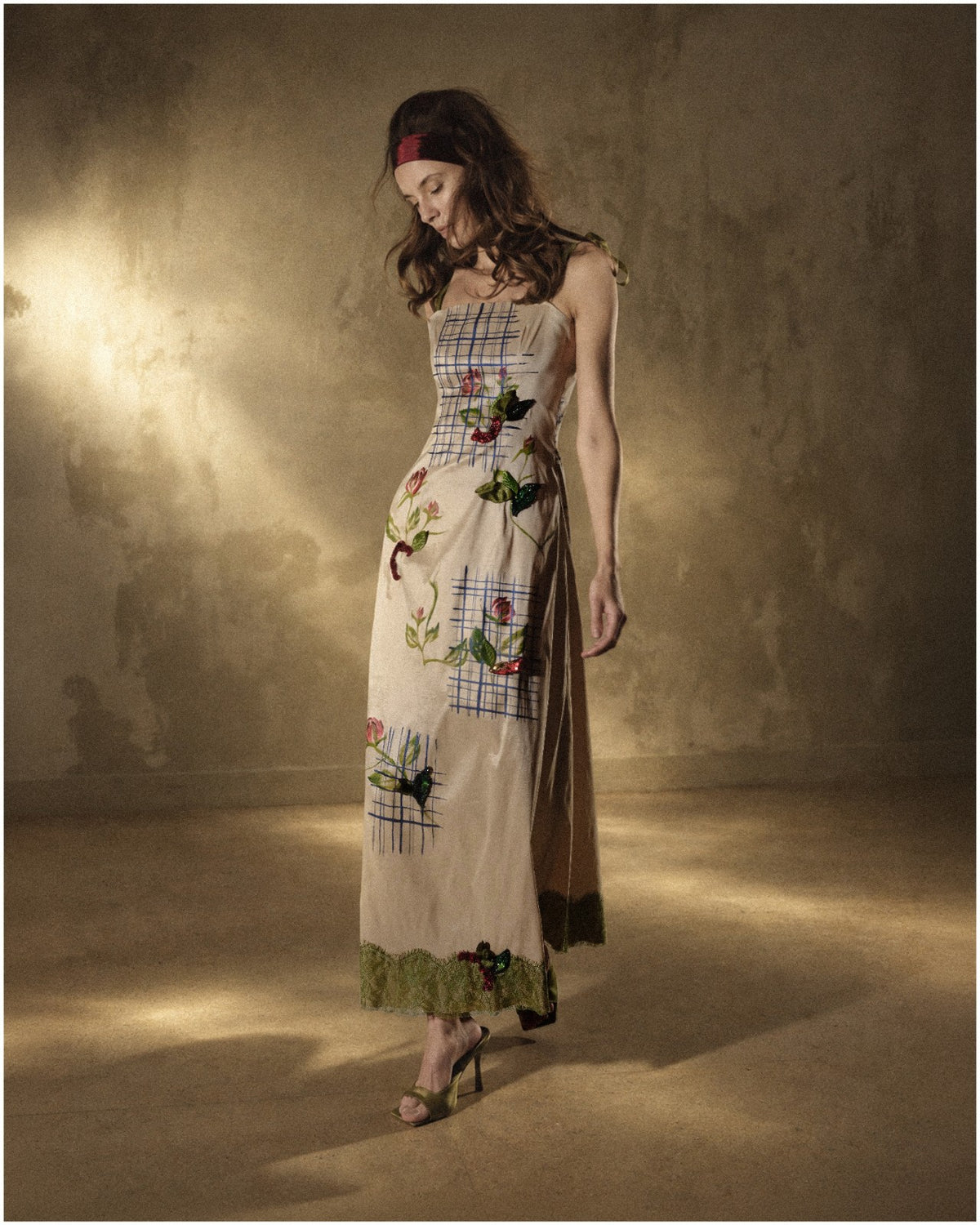Hand-Painted Floral A-Line Gown