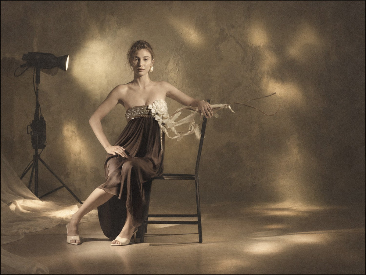 Strapless Brown Chiffon Dress