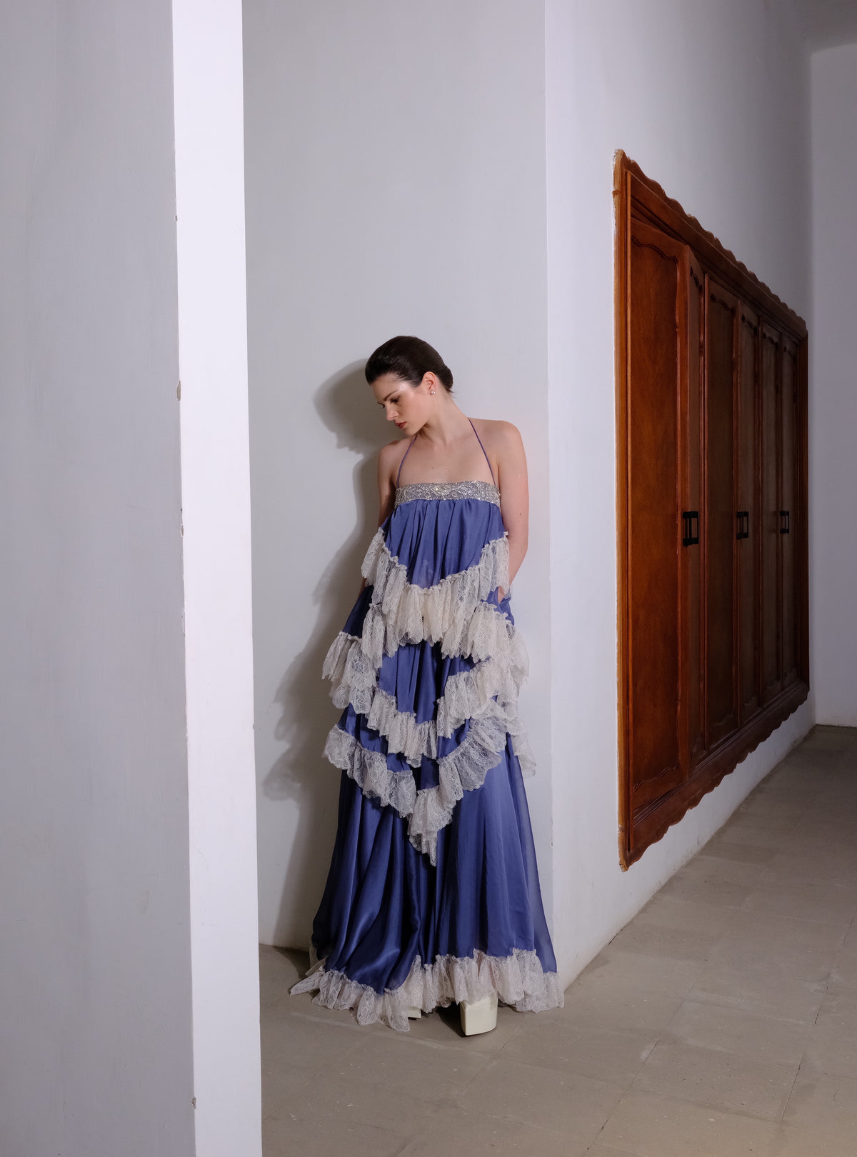 Lavender Ruffle Maxi Dress