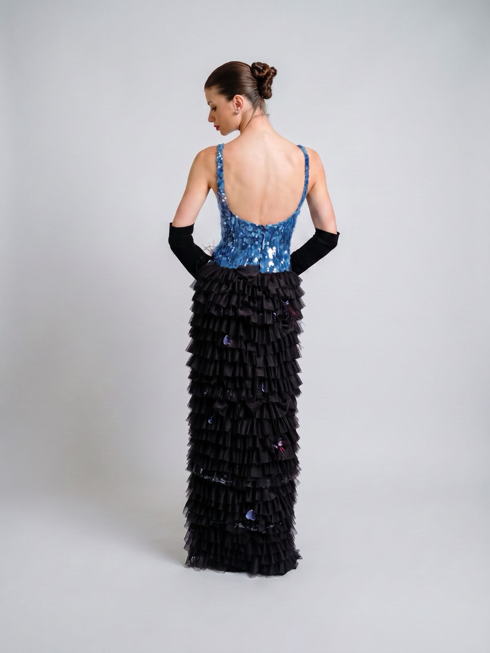 Tiered Embellished Maxi Dress
