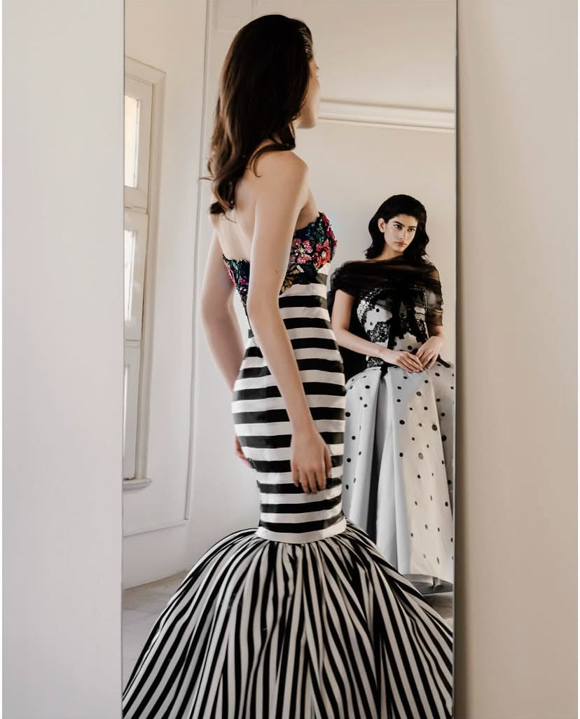 Striped Flare Gown