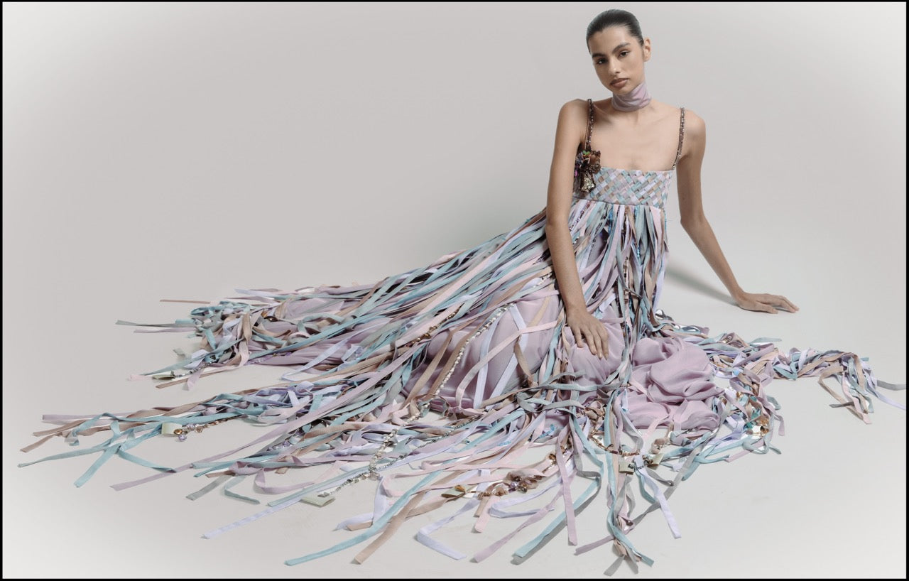 Embellished Chiffon Fringe Maxi Dress