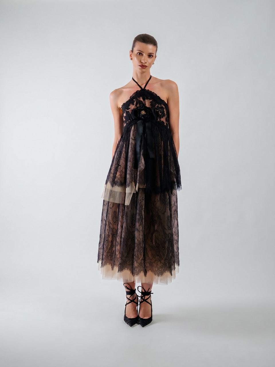 Lace Halter Midi Dress