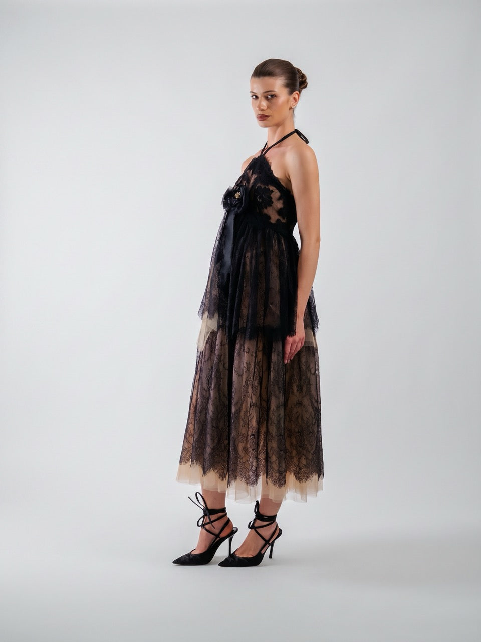 Lace Halter Midi Dress