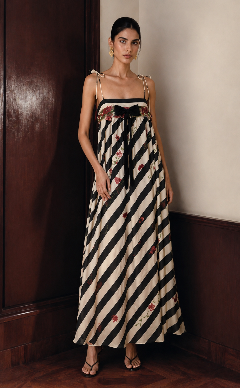 Ribbon Stripe Maxi Dress