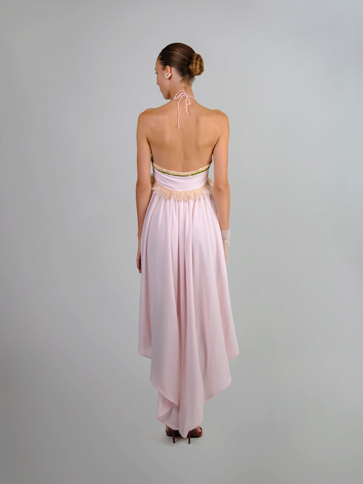 Pink Chiffon Halter Dress