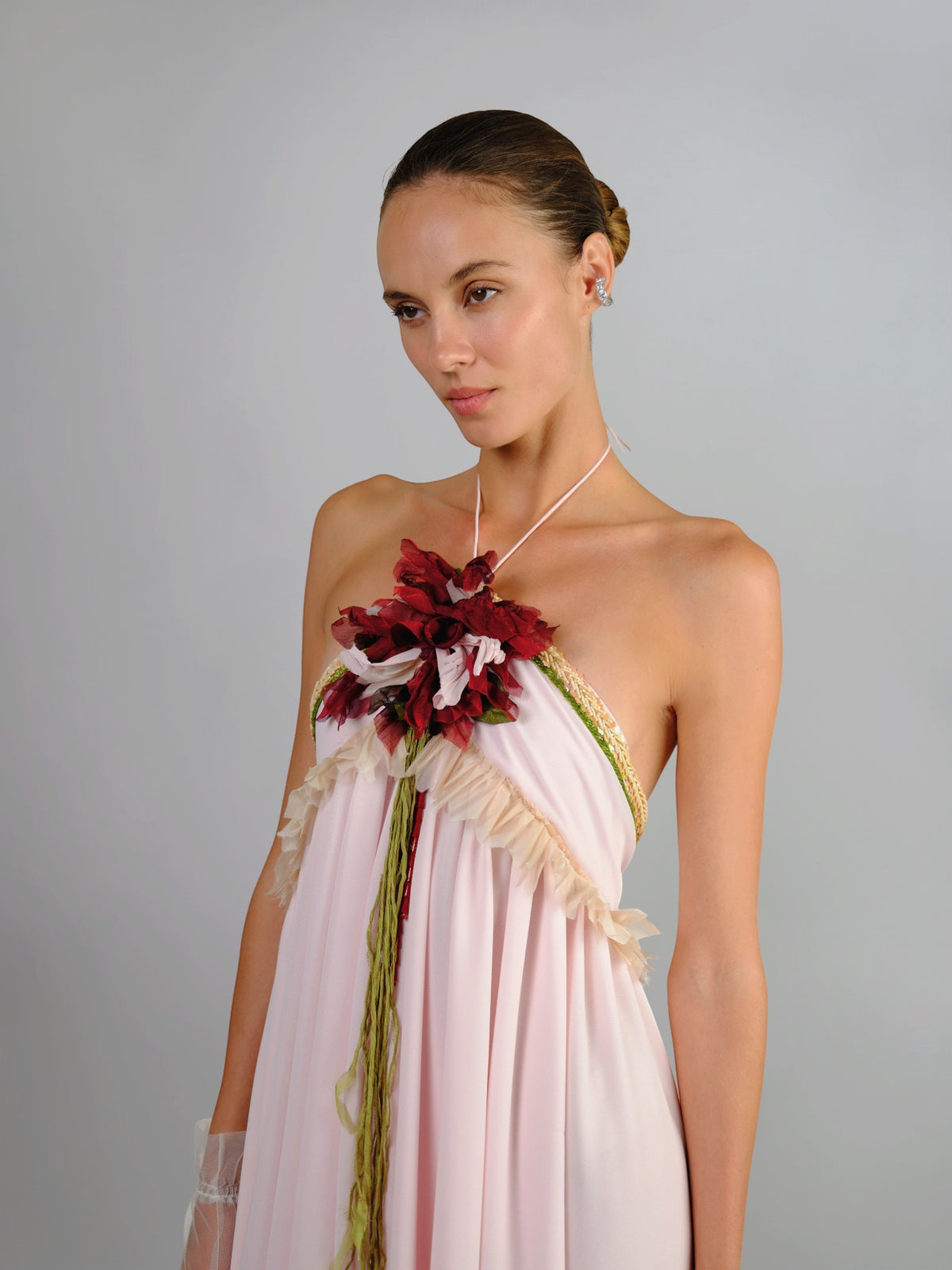 Pink Chiffon Halter Dress