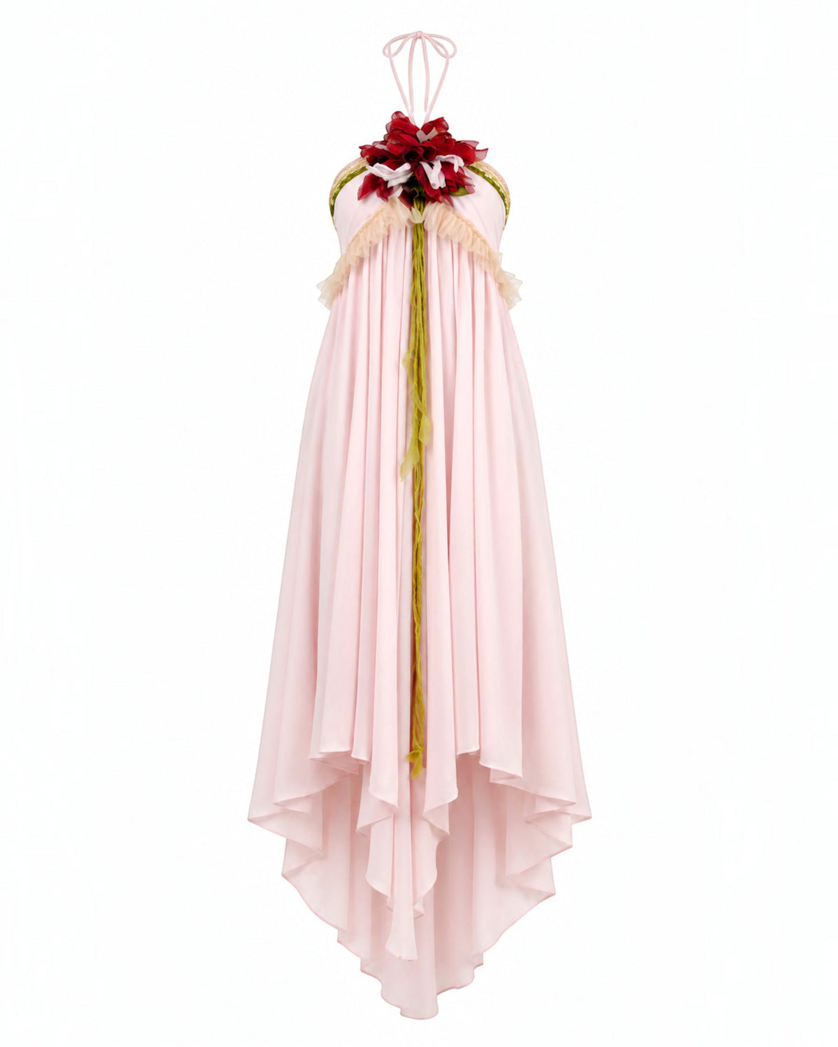 Pink Chiffon Halter Dress