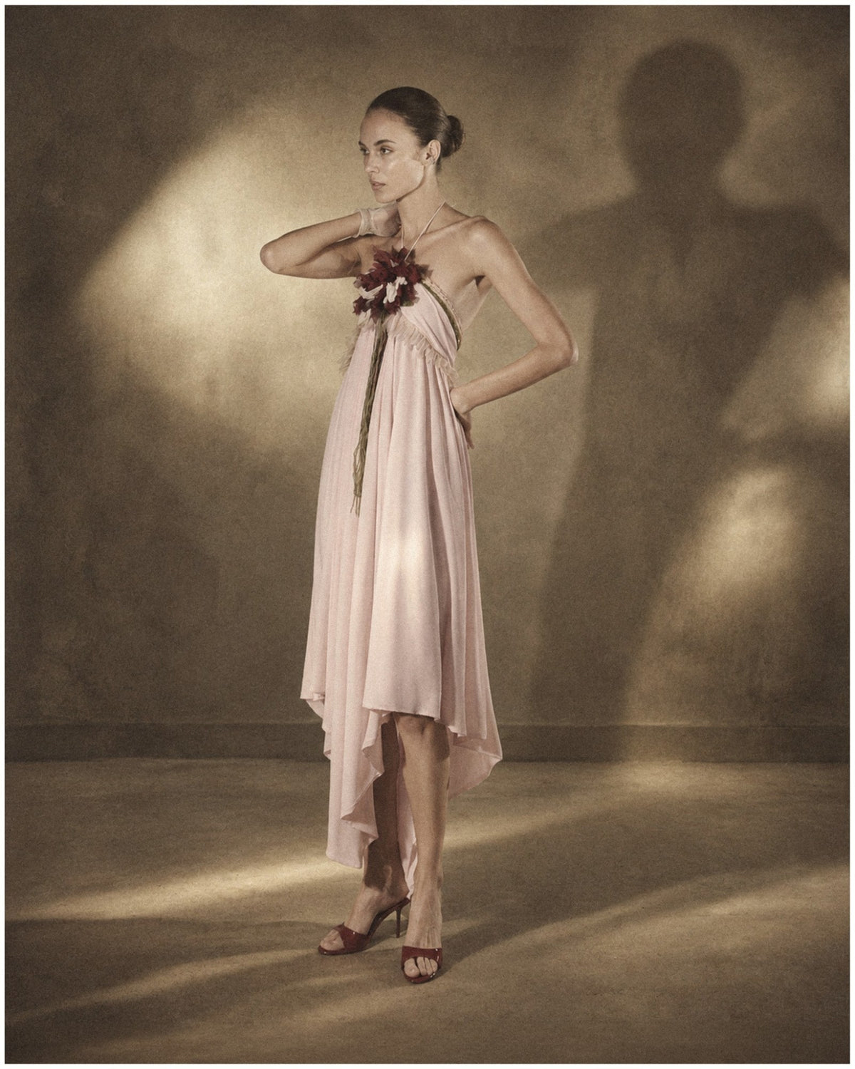 Pink Chiffon Halter Dress