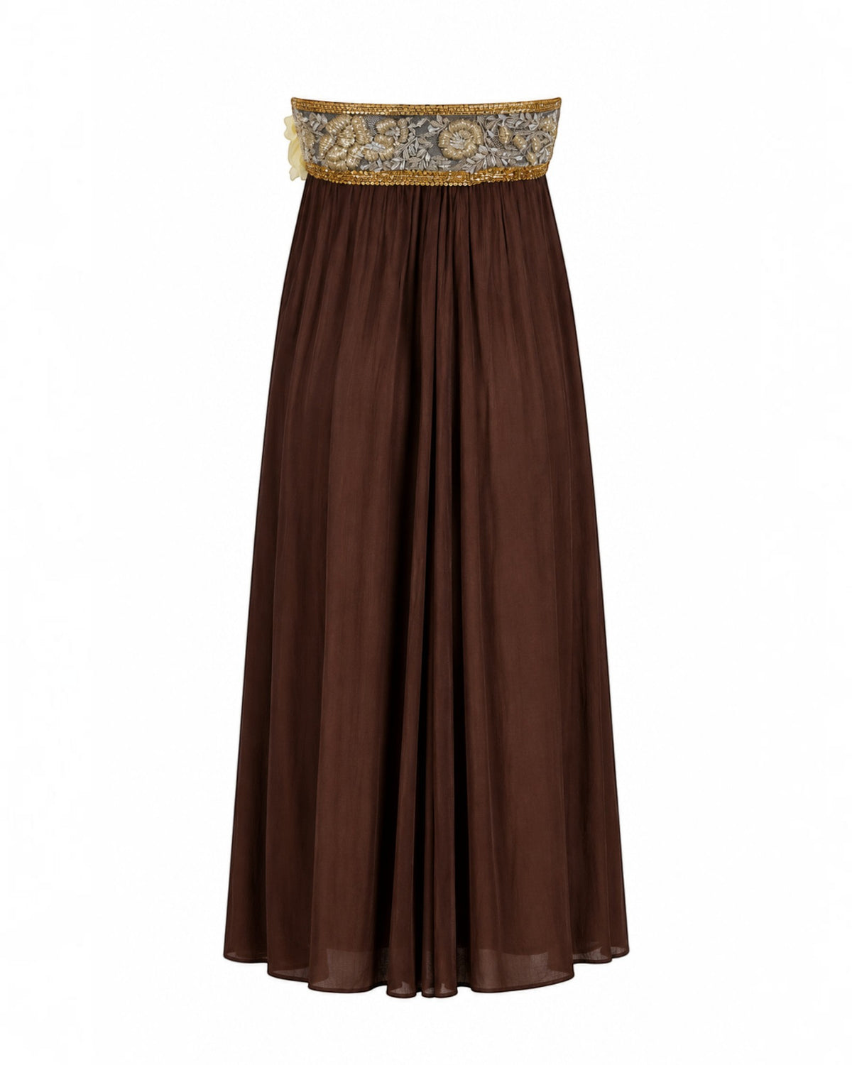 Strapless Brown Chiffon Dress