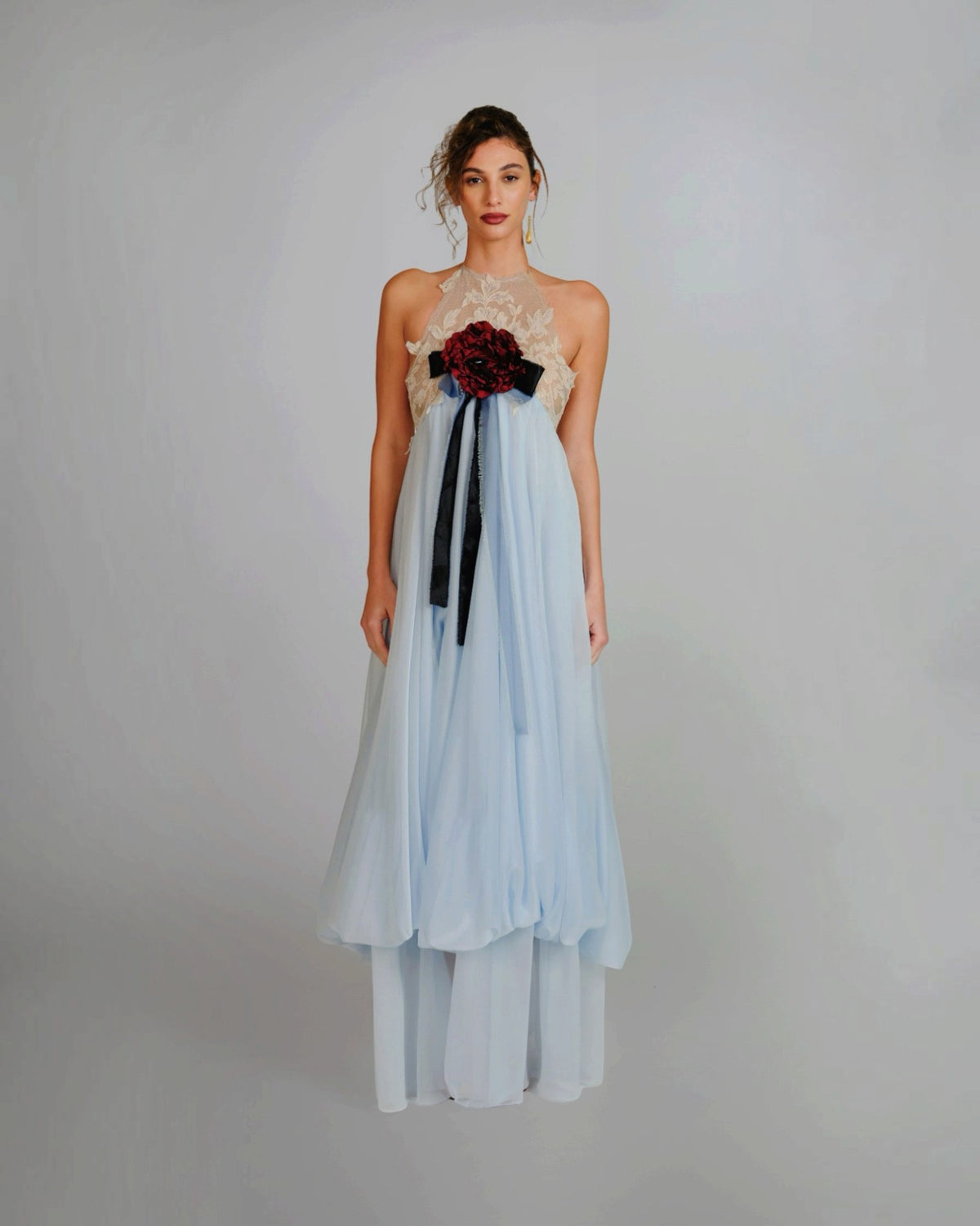 Floral Appliqué Lace Gown