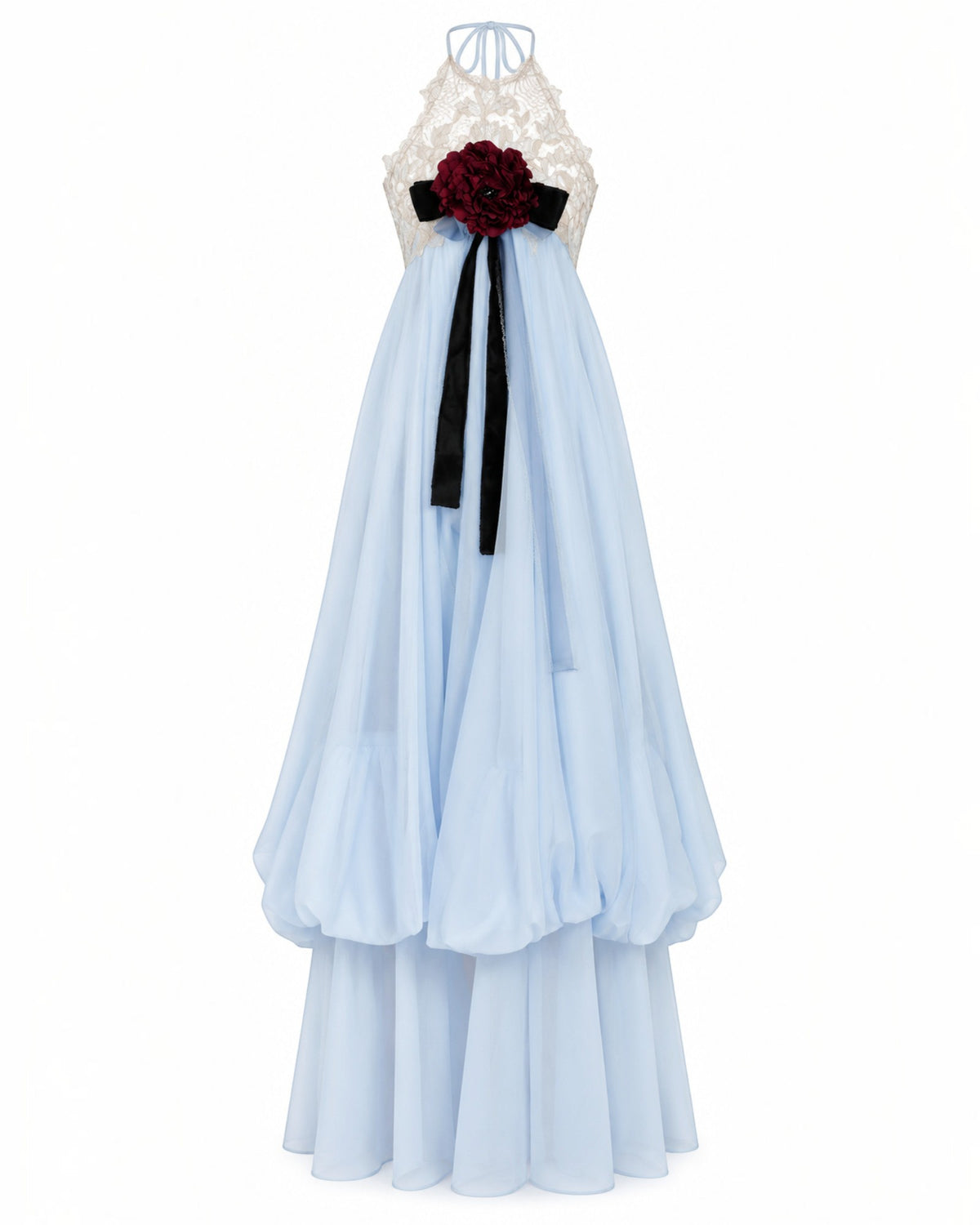 Floral Appliqué Lace Gown