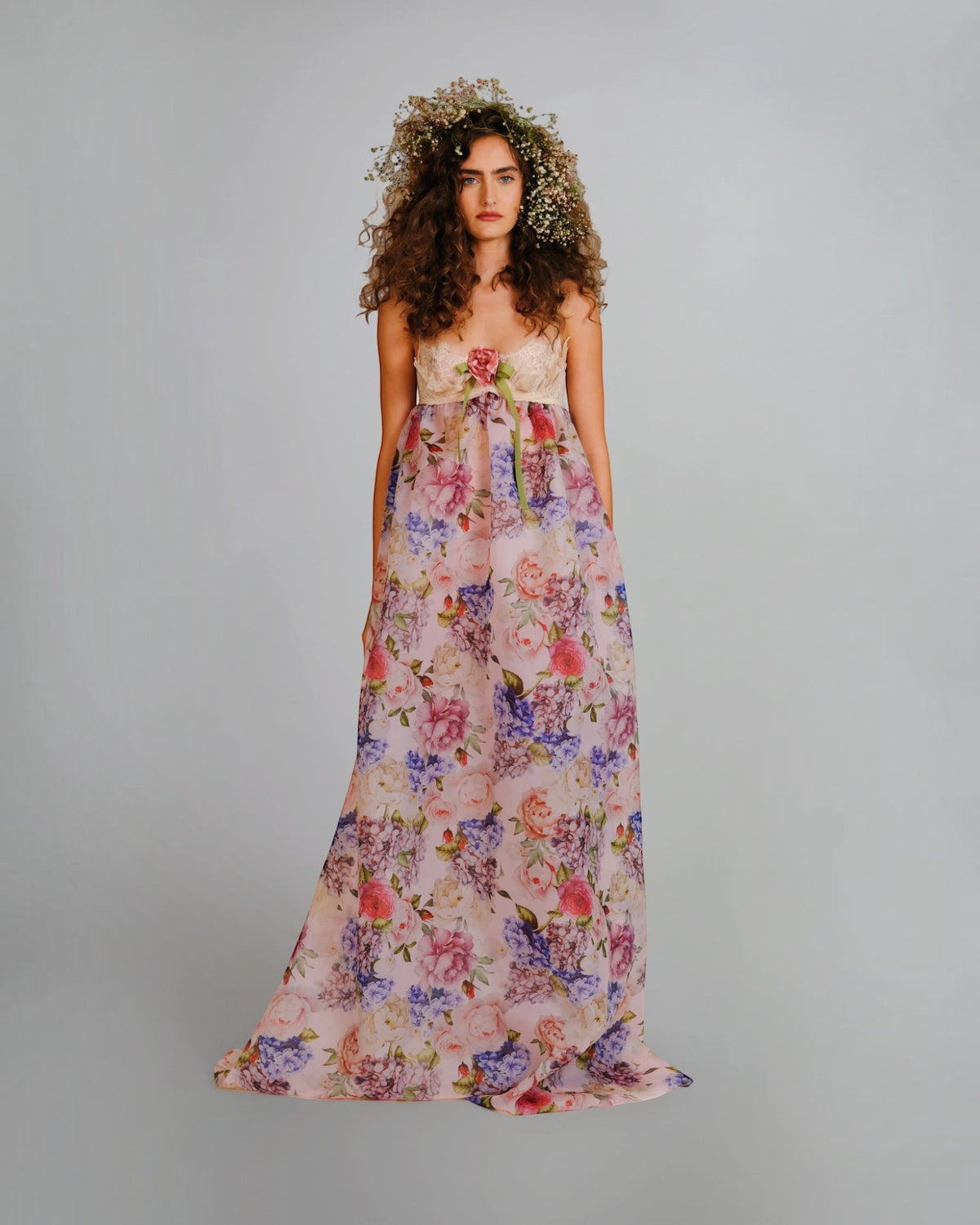 Floral Print Voluminous Gown