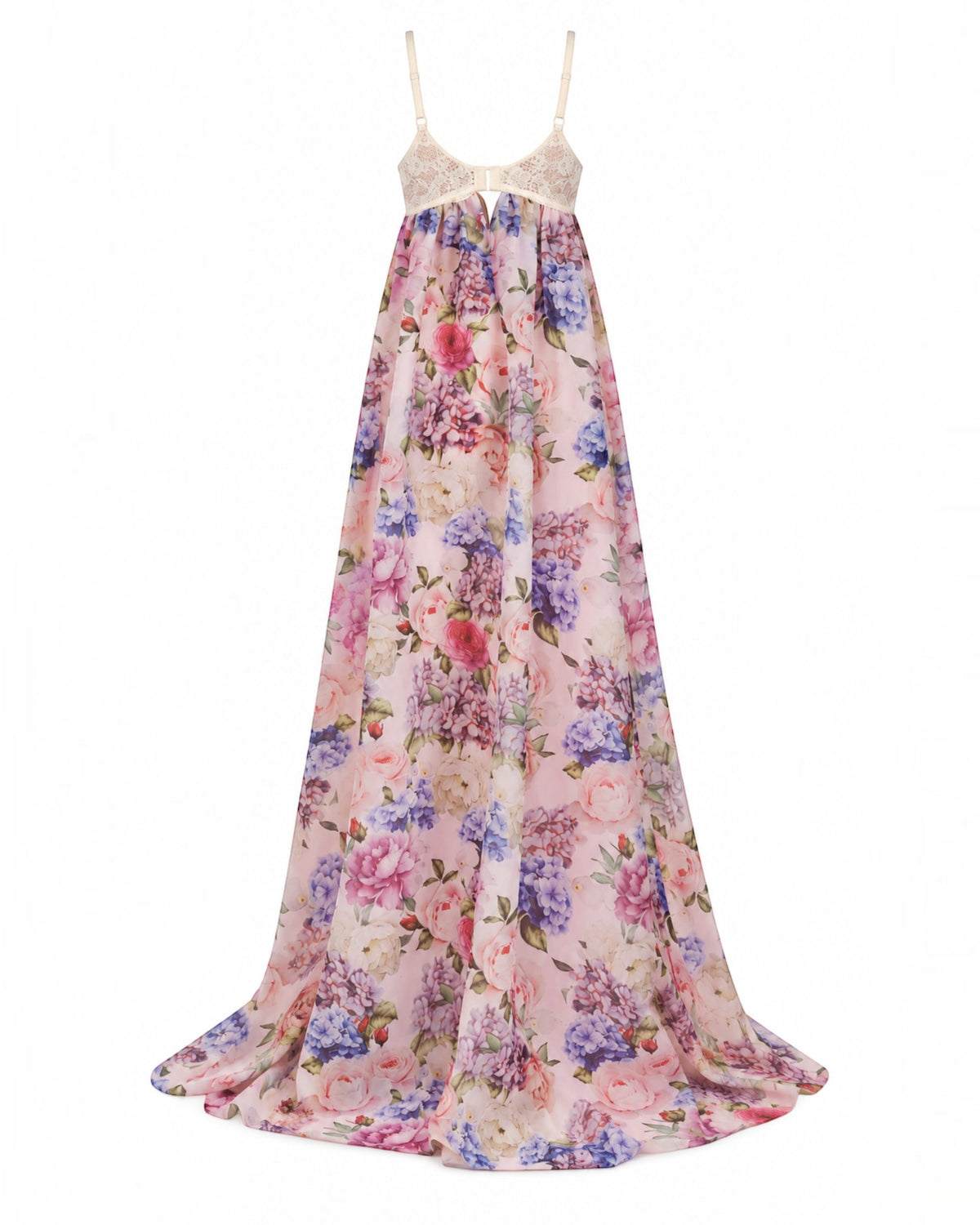 Floral Print Voluminous Gown