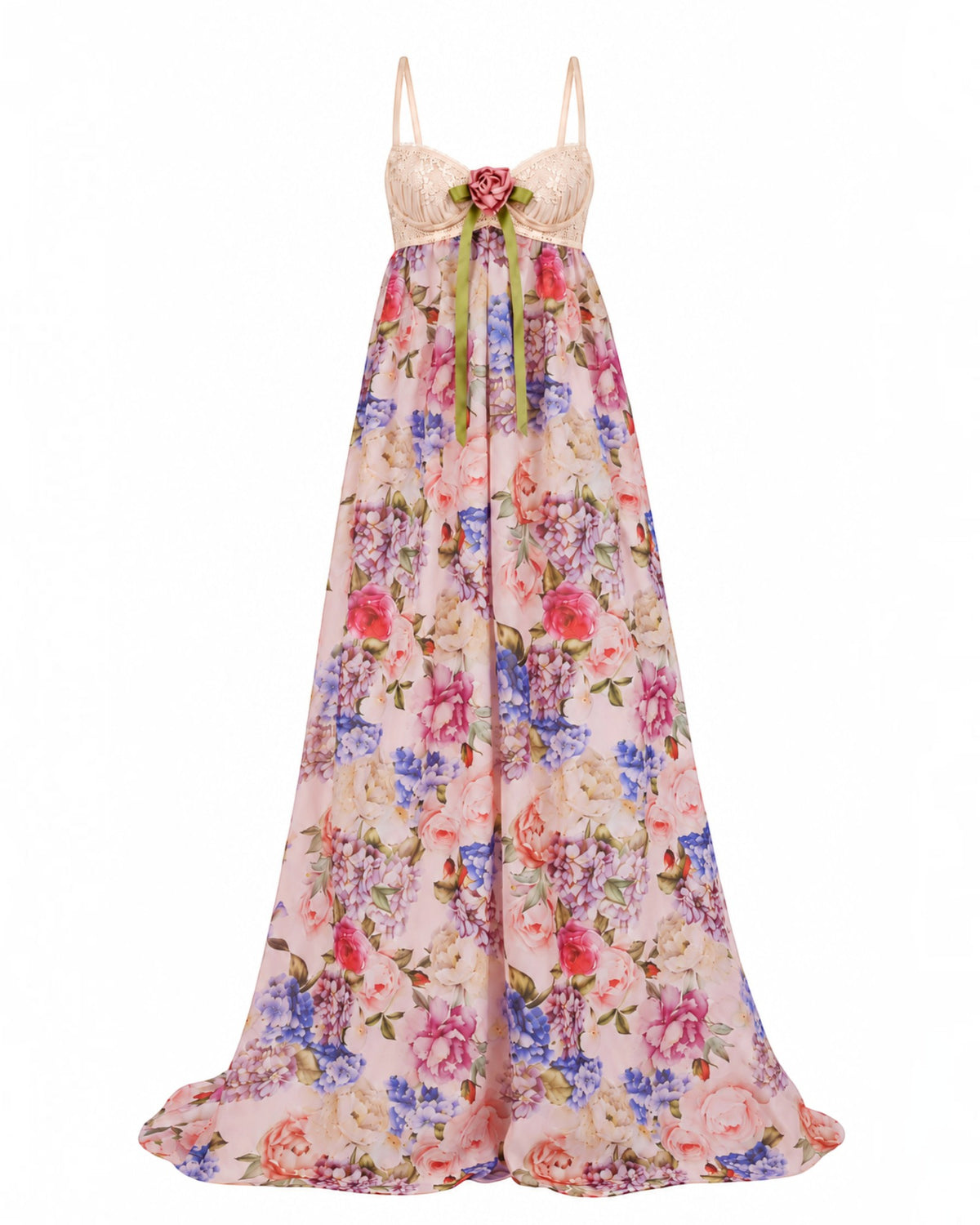 Floral Print Voluminous Gown