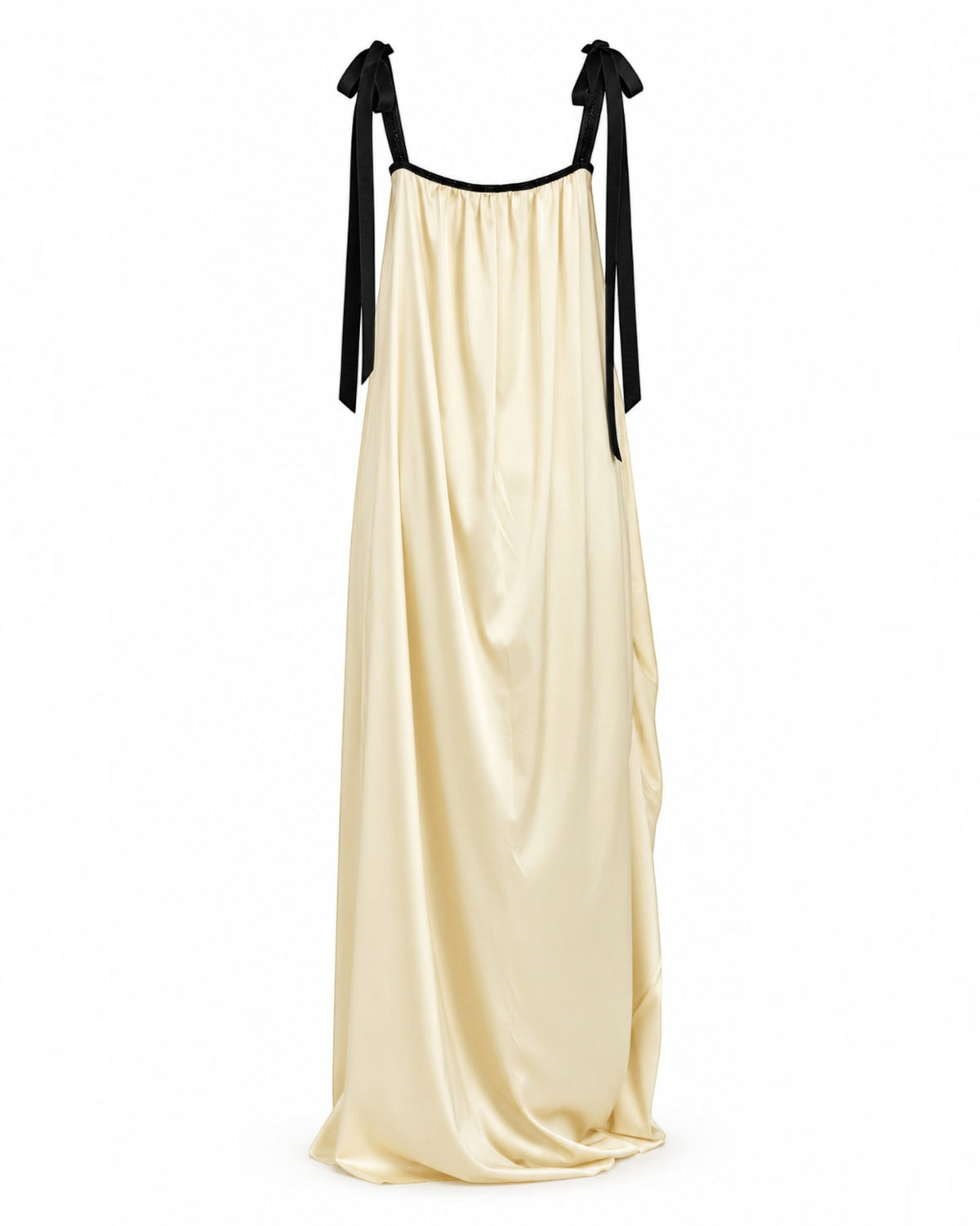 Draped Floral Appliqué Gown