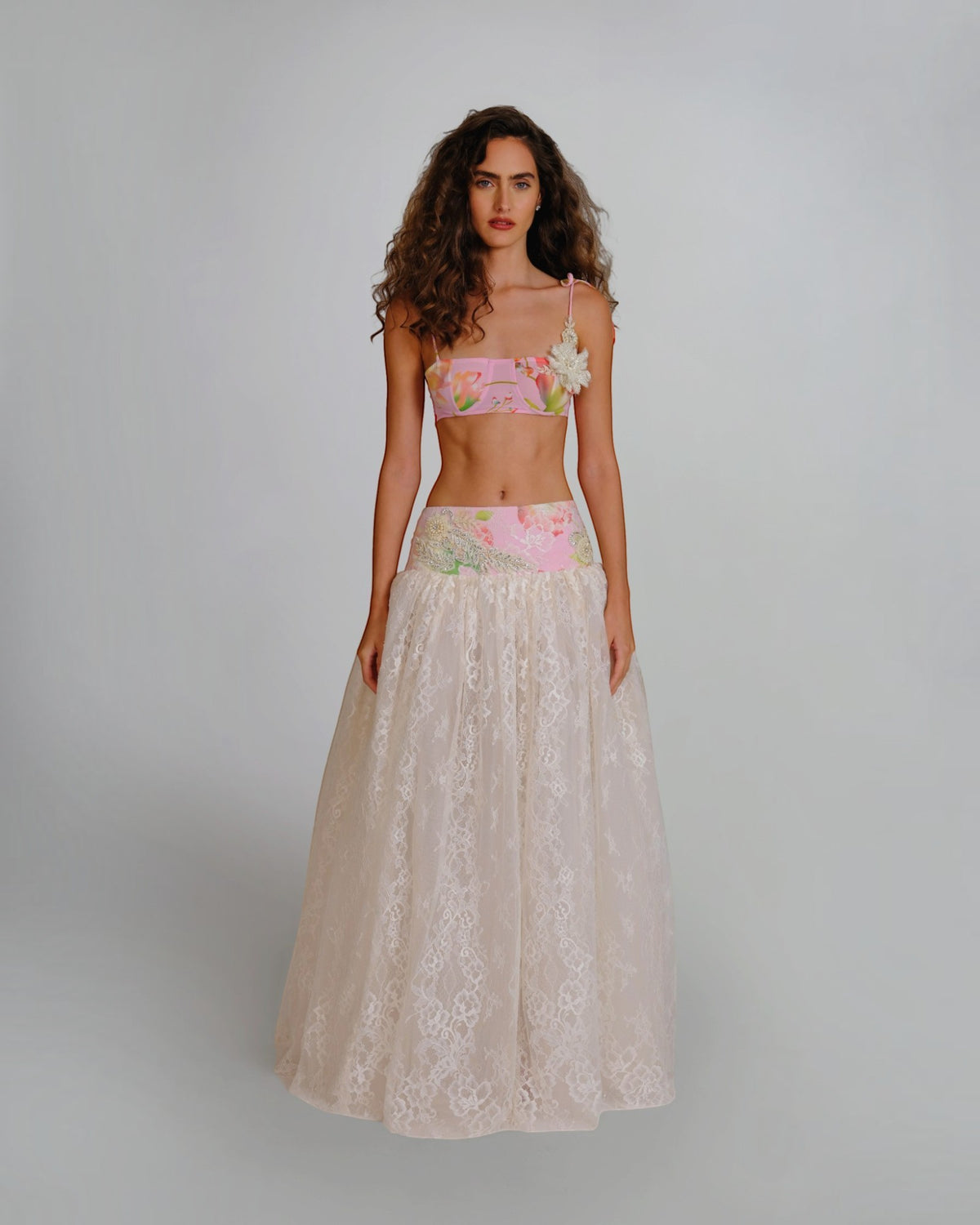 Embellished Lace & Organza Set