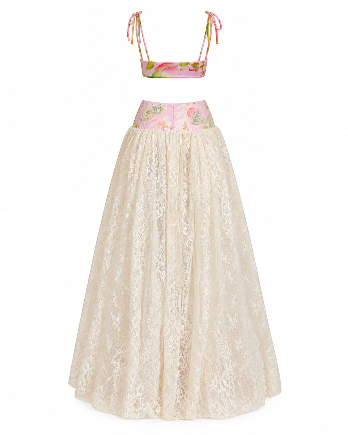 Embellished Lace & Organza Set
