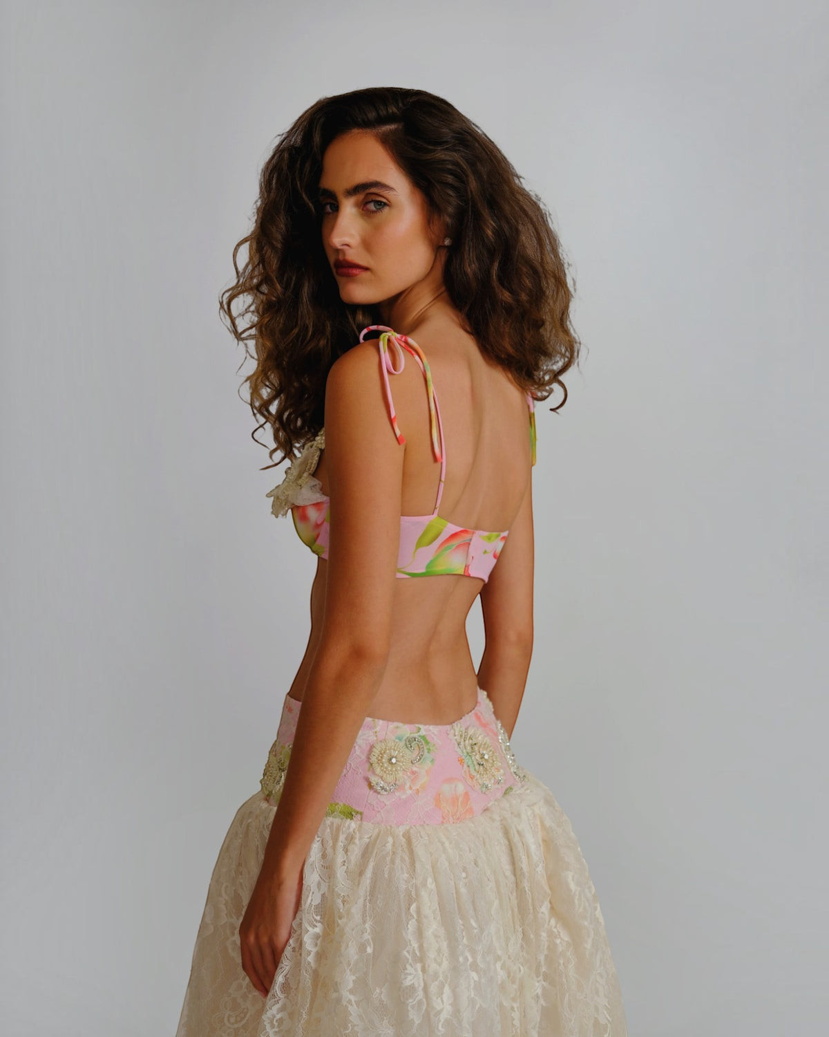 Embellished Lace & Organza Set