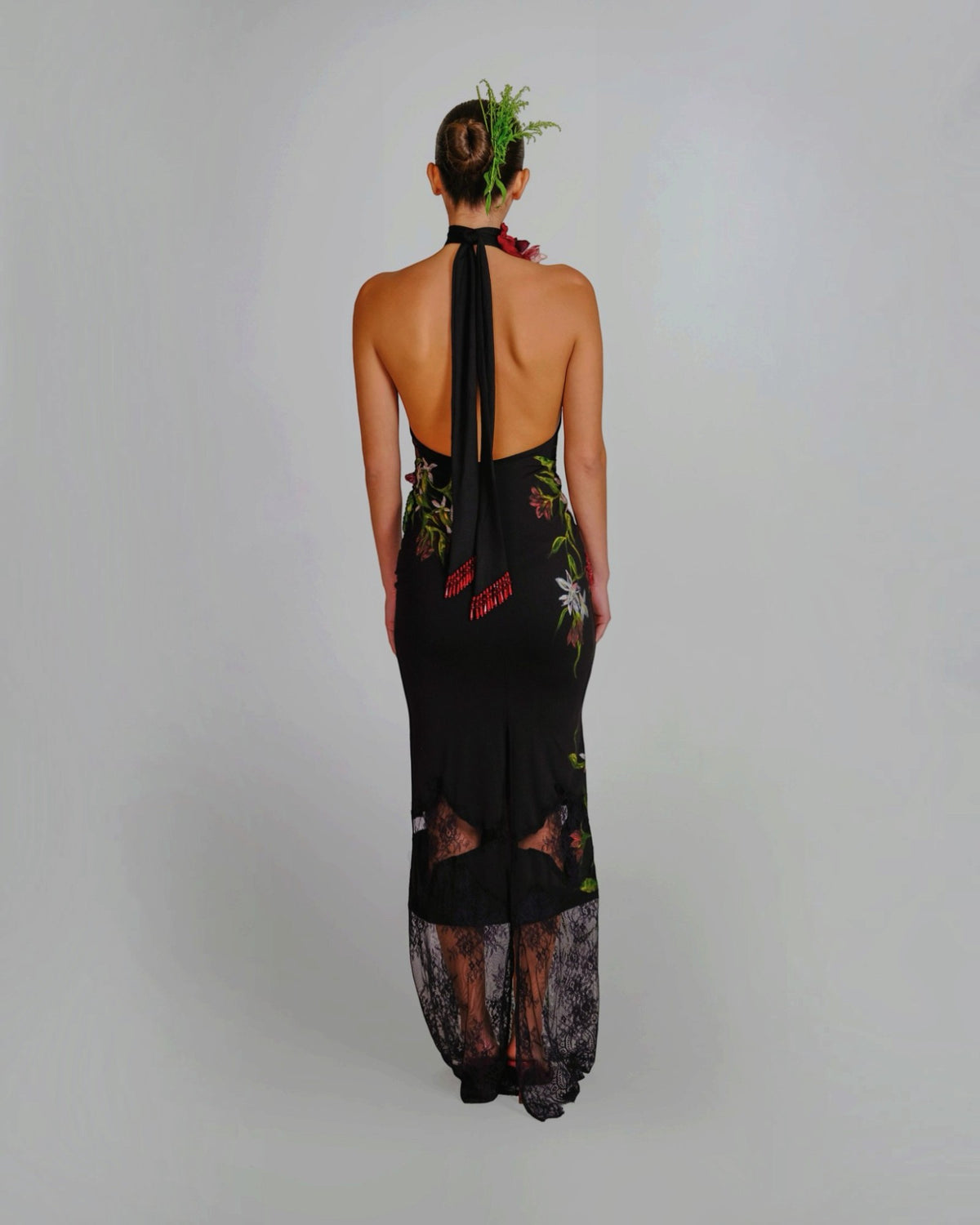 Floral High Neck  Gown