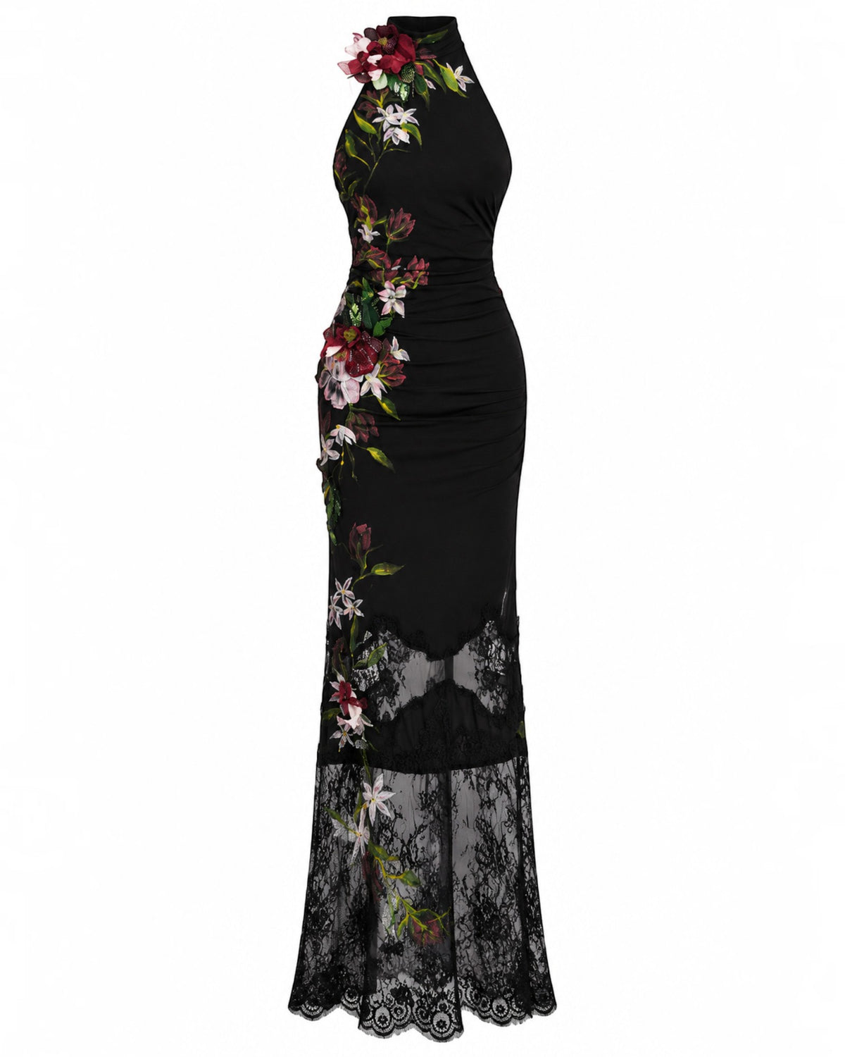 Floral High Neck  Gown