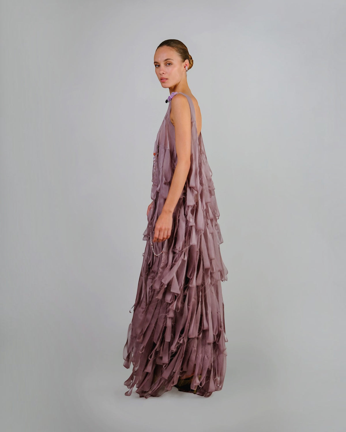 Tiered Floral Appliqué Gown