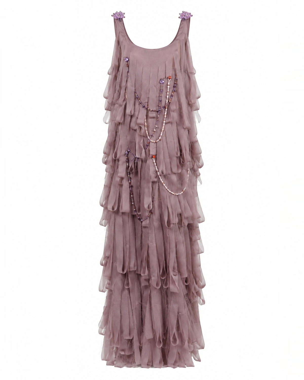 Tiered Floral Appliqué Gown