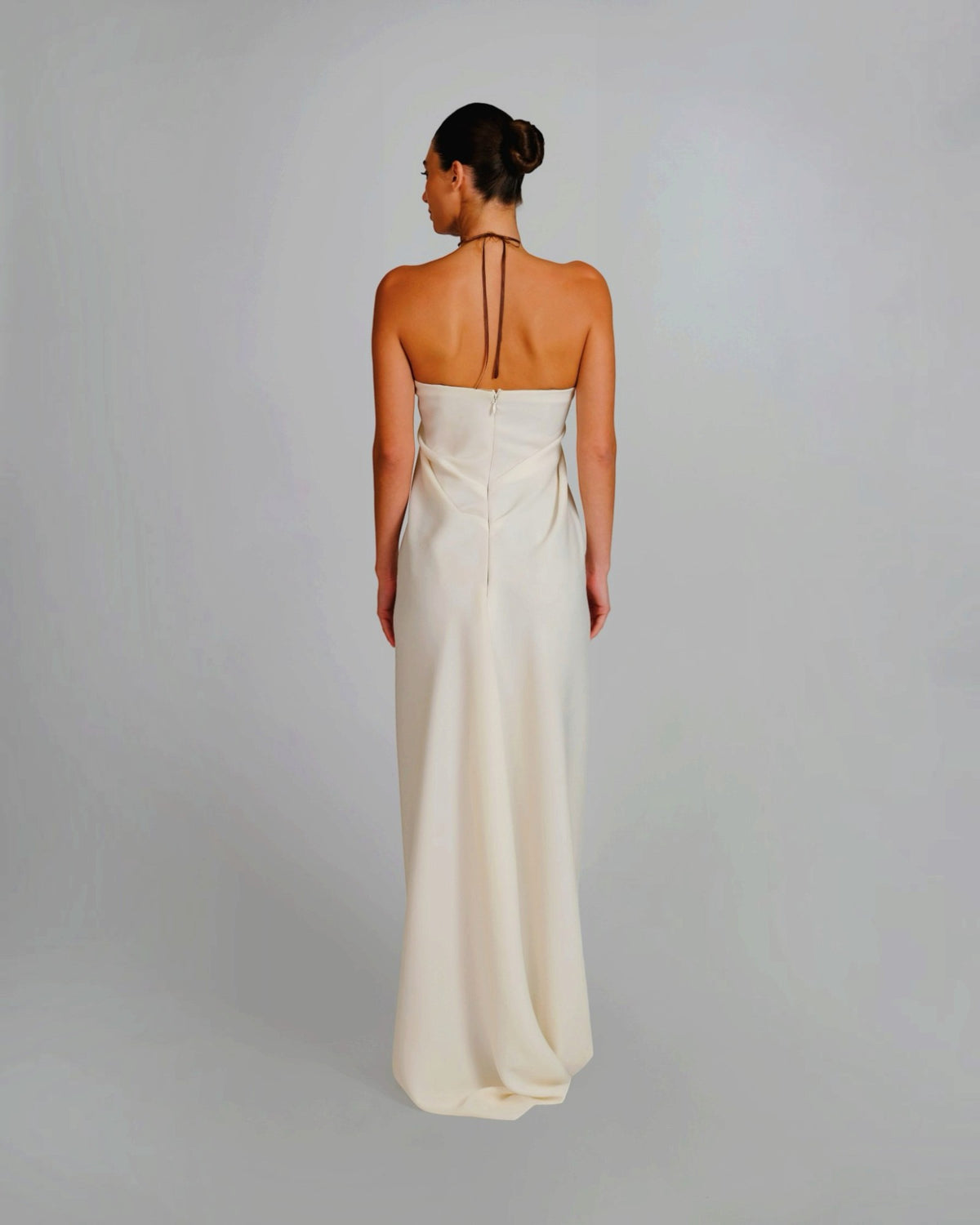 Floral Ribbon Fringe Halter Gown
