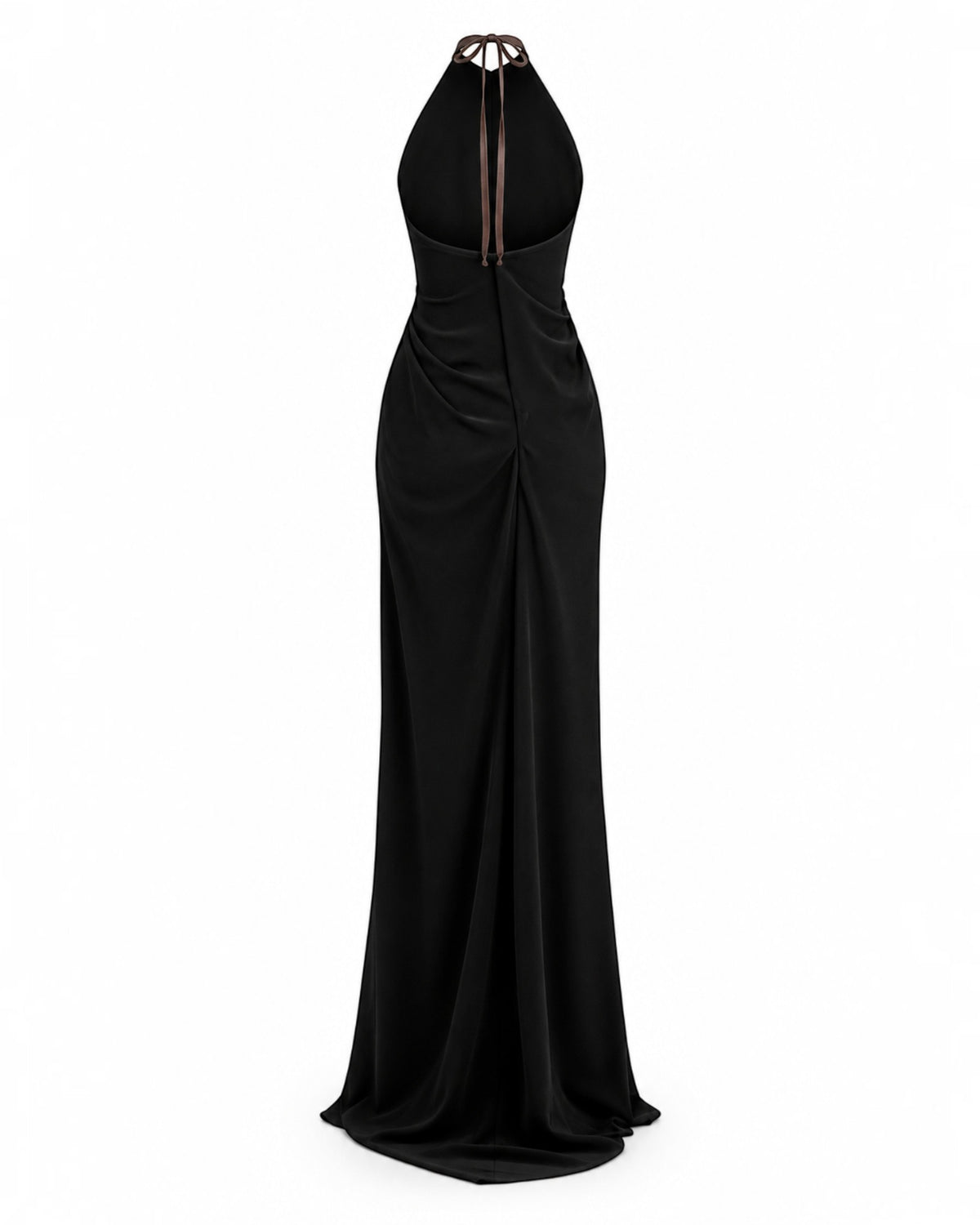 Floral Appliqué Halter Column Gown