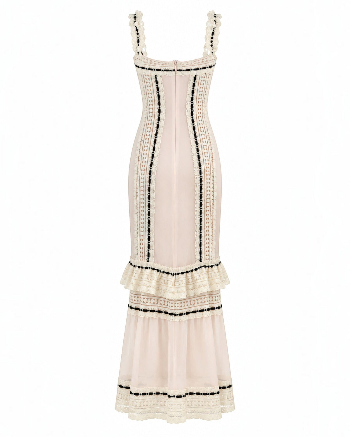Lace Panel Draped Gown